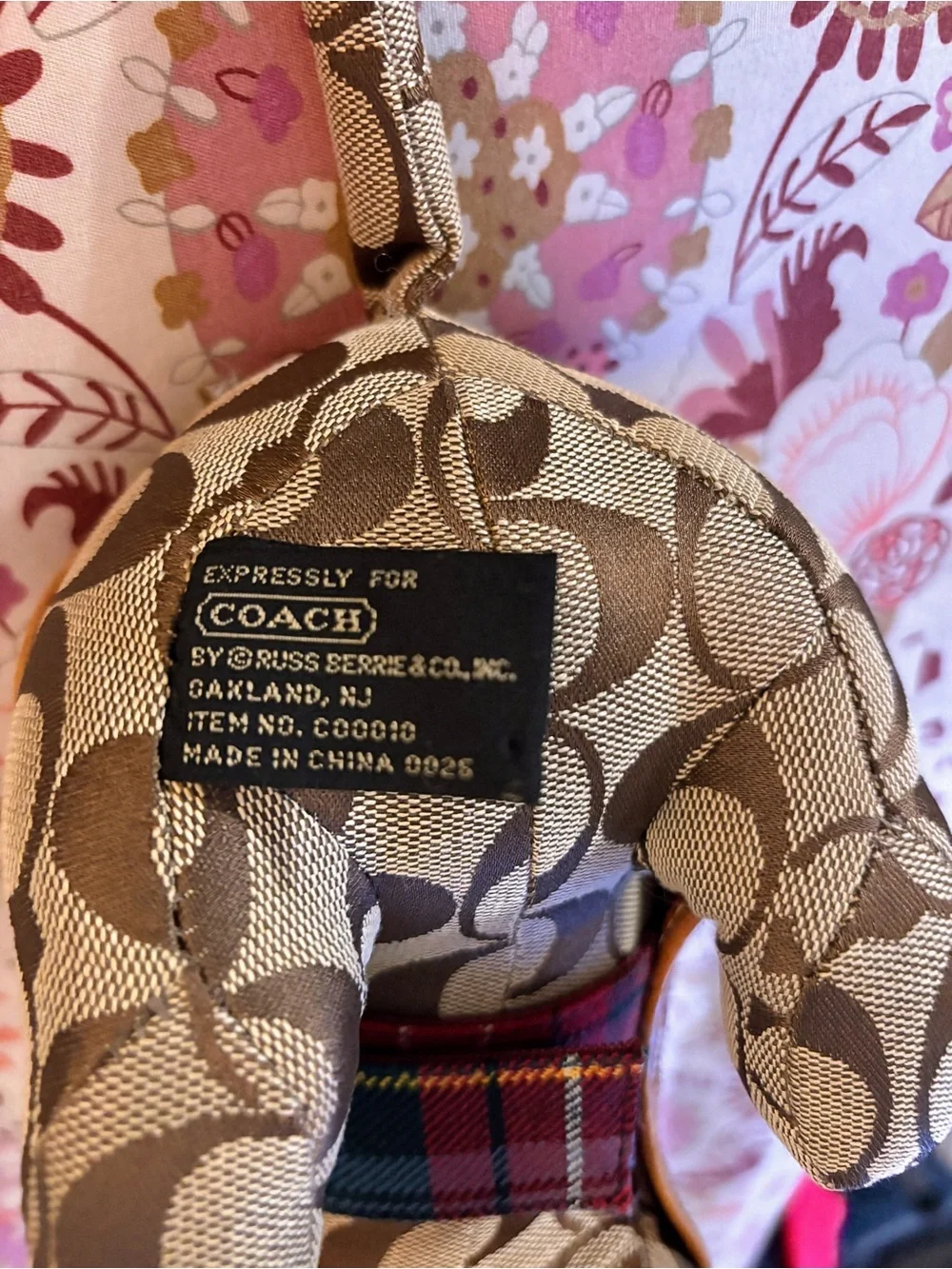 RARE Coach Signature Plaque-Pattern Dog Figure with Red Plaid Jacket